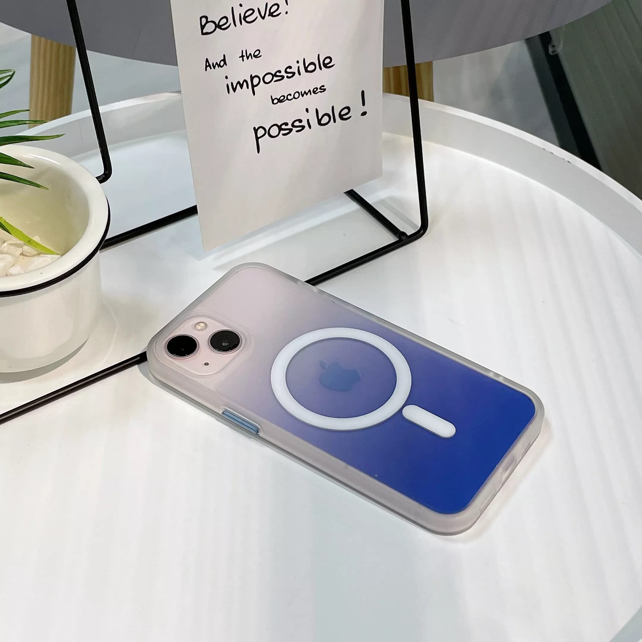 Nalari New Modern Magnetic Matte Ombre Phone case for iPhone 13/13 Pro Cover 6,1" [Waterproof] [Shockproof] [Military Tested] (Blue)