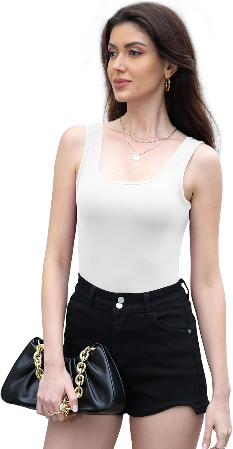 BQTQ 5 Pack Womens Square Neck Tank Tops Sleeveless Ladies Tank Top Undershirts - Image 2