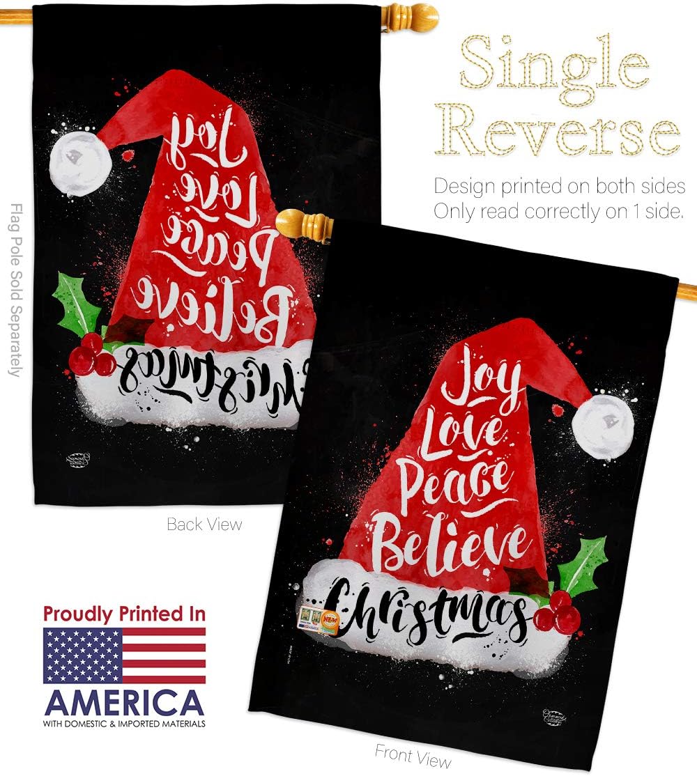Joy Love Peace House Flag Wintertime Christmas Santa Marry Xmas Present Reindeer Season Snow Small Decorative Gift Yard Banner Made In USA 28 X 40