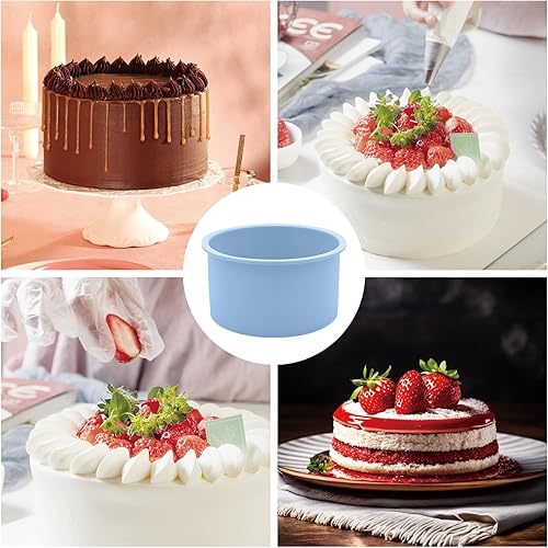 Miniatura 5 de Paquete de 2 moldes redondos de silicona para tartas de gasa, sin BPA (color D, 4 pulgadas)