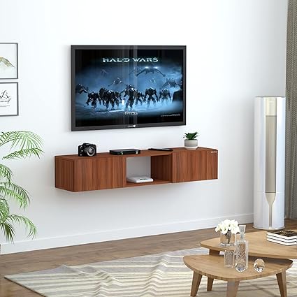 Redwud Darcy Engineered Wooden TV Entertainment Unit/TV Wall Unit/TV Stand/TV Cabinet/TV Unit for Living Room (Walnut) Matte Finish - Ideal for Upto 60