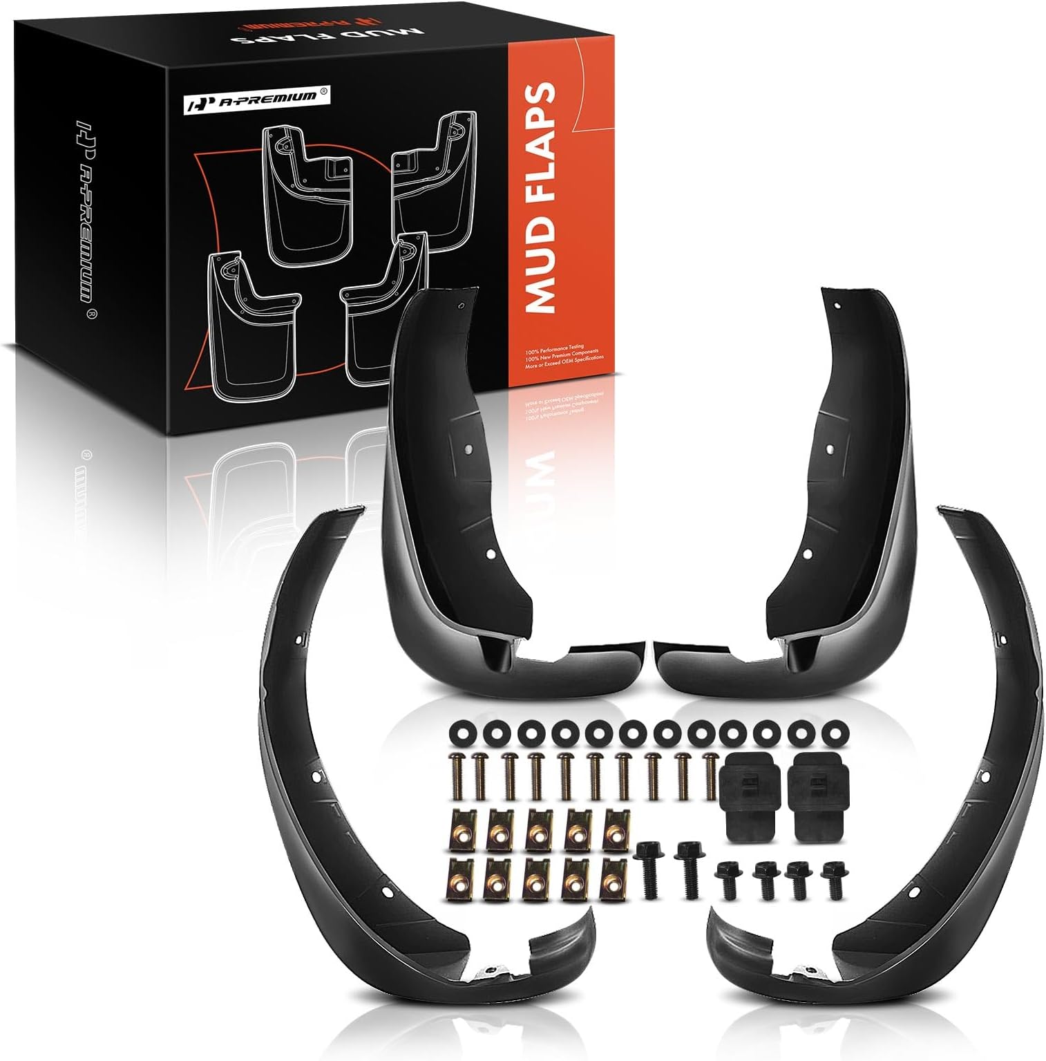 Set of 4PCS Mud Flaps Splash Guards Mudguards Mudflaps with Hardware Compatible with Mazda Miata (MX5 MX-5), 1990-1997, Convertible Only, 2-Door, Front and Rear (Driver & Passenger Sides)