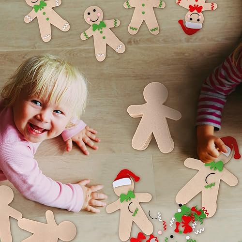 Miniatura 5 de Skylety 260 piezas de fieltro DIY hombre de jengibre adornos de fieltro de Navidad hombre de jengibre formas combinación para decoraciones de fiesta