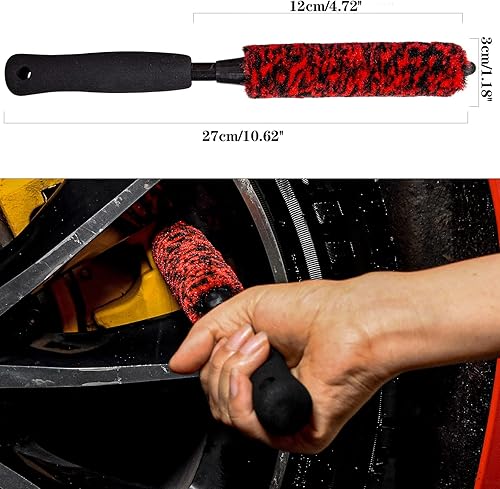 Miniatura 4 de Cepillos de rueda sin metal (paquete de 3), cepillo de rueda, fibras suaves y densas que limpian las ruedas de la llanta del coche de forma segura