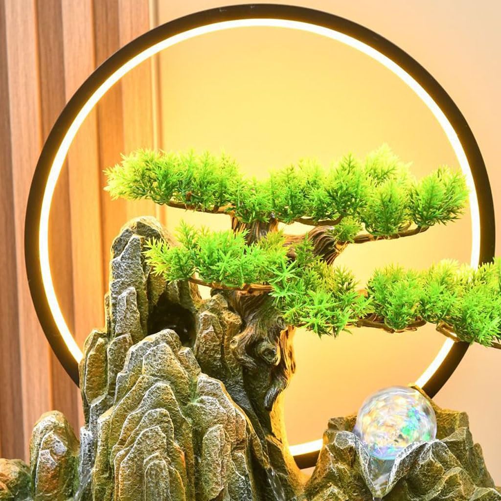 Fuente Decorativa de jardín, Fuente de Agua con Cascada, de cerámica, Feng Shui Zen, decoración para salón, Dormitorio, Oficina