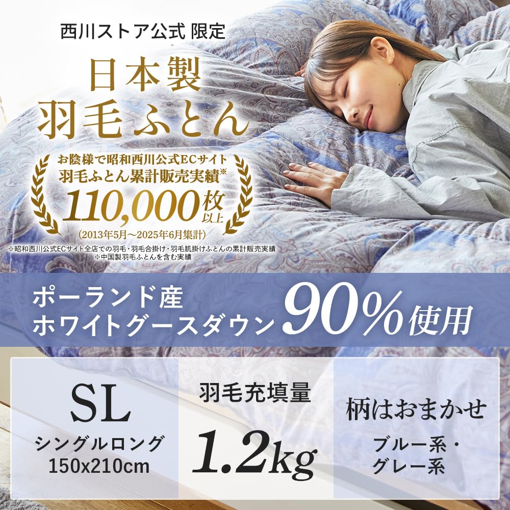 西川　羽毛掛け布団　詰め物1.2kg ダウン90%　シングル 楽天市場】[楽天ランキング1位]羽毛布団 シングル 西川 ダウン