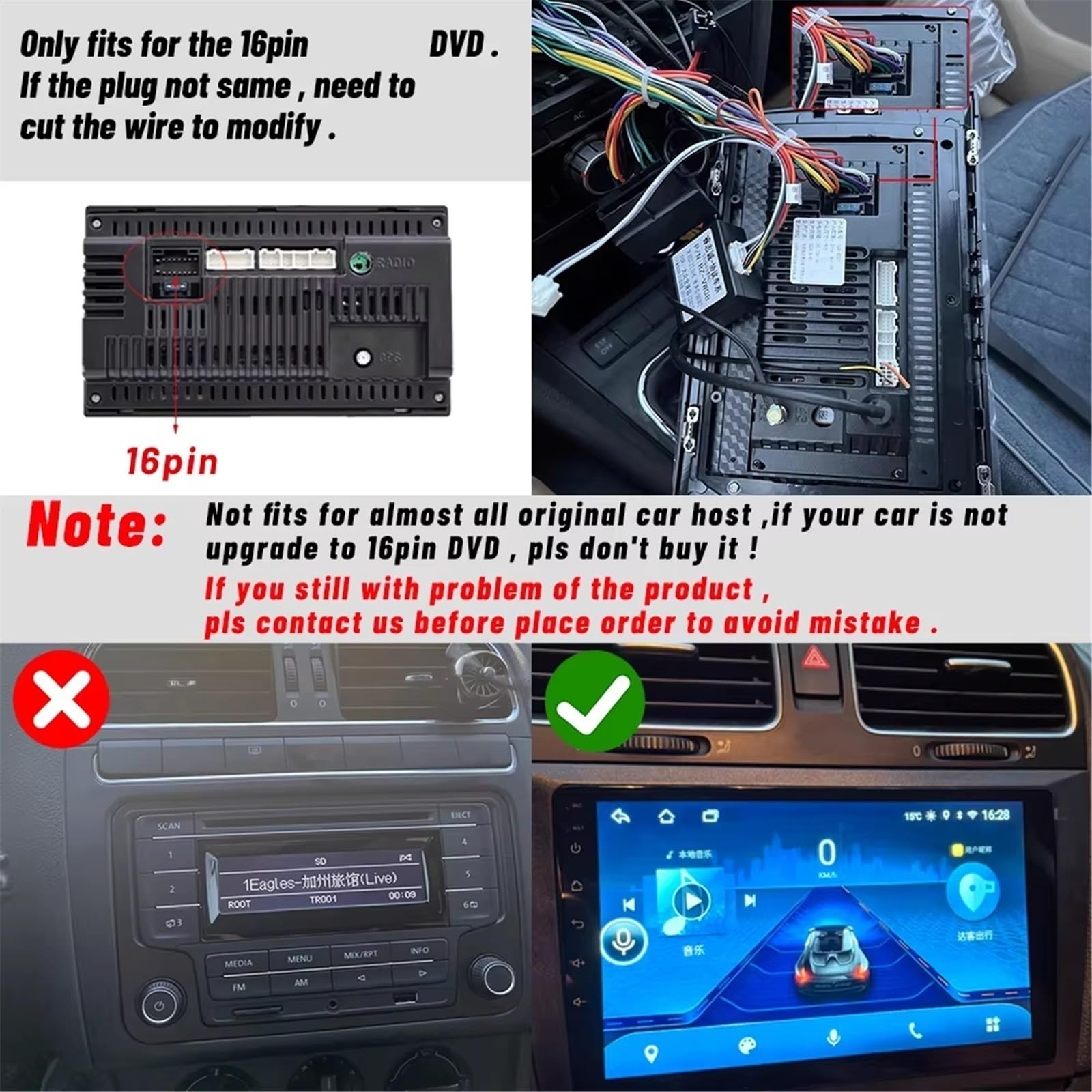 pour VW Jetta, Volant de Voiture, autoradio DVD, téléphone, multimédia, Boutons Audio