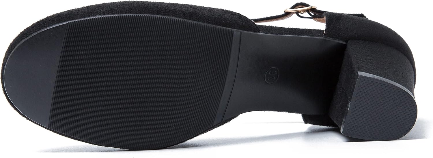 Women's T-Strap Mary Jane Pumps, Block Heel, Closed Toe, Dress Shoes with Buckle - Image 7