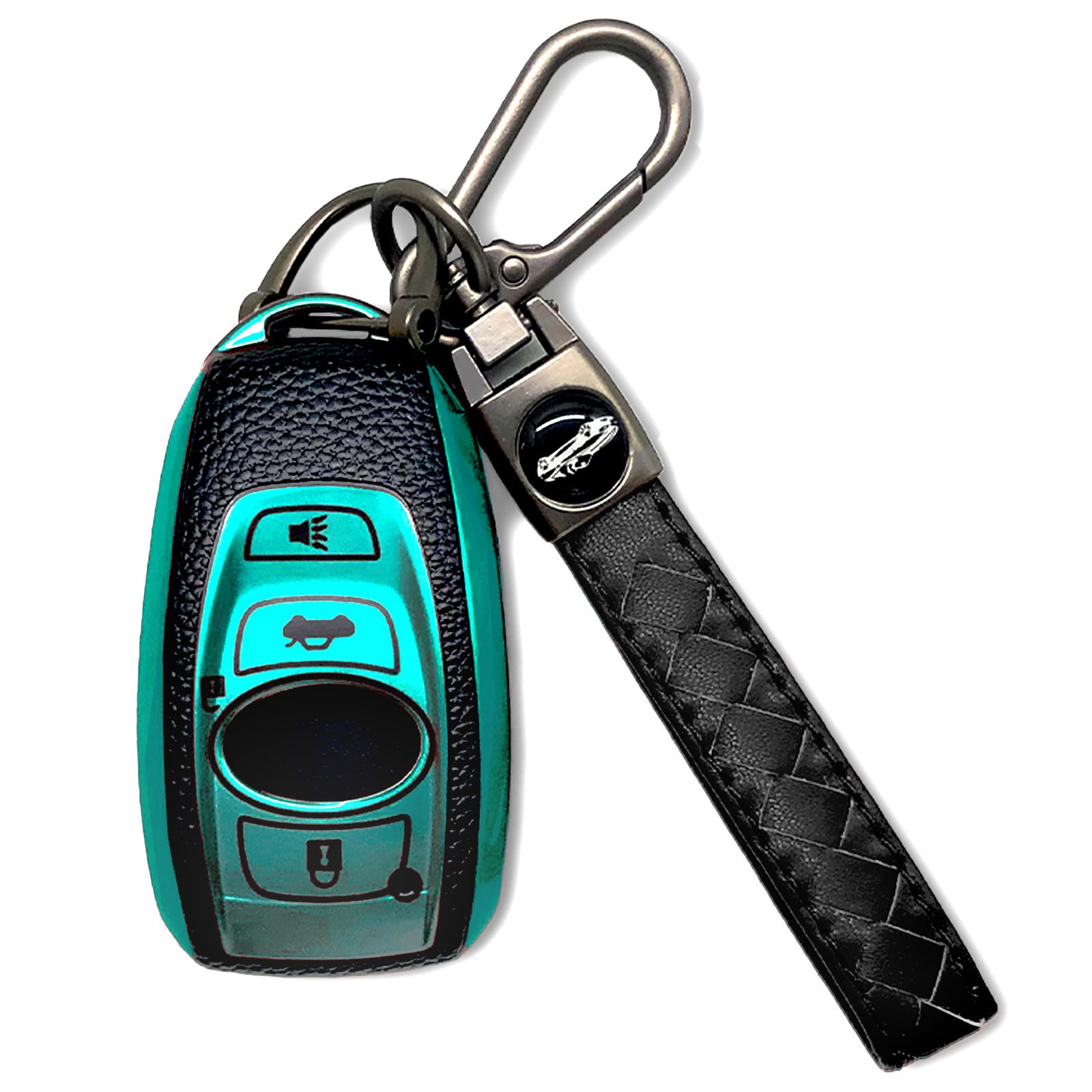 Key Fob Cover with Keychain Fit for Subaru, Soft TPU Leather Full Cover Protection Key Fob Case for Subaru Outback XV Forester Ascent Impreza BRZ Legacy CrossTrek Smart Key Protector (Green)