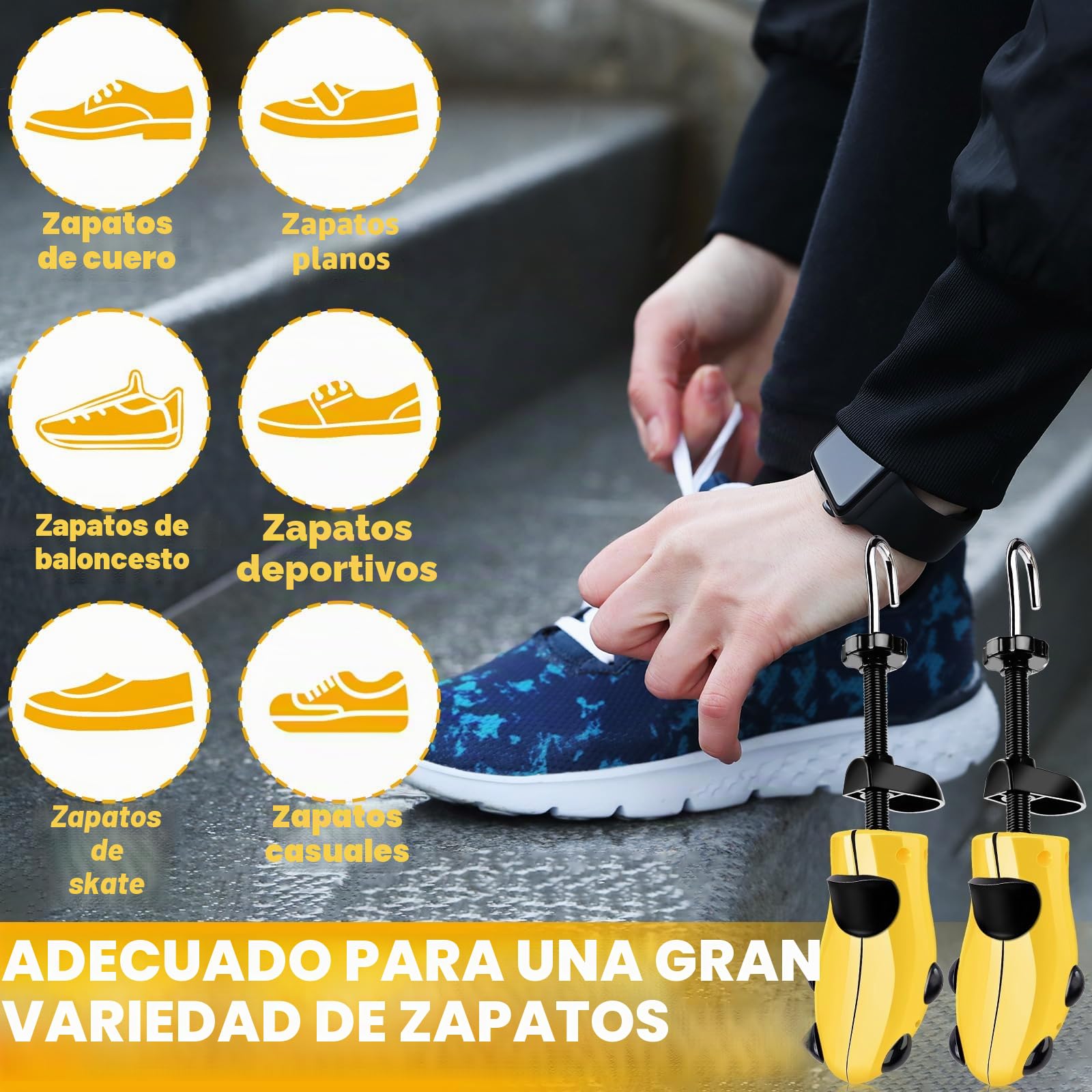 Ensanchador de Zapatos Hombre, Horma Ajustable para Deportivas, 1 Par