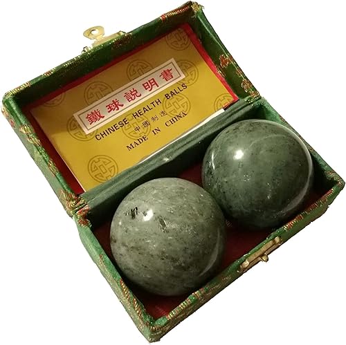 Bolas de baño de mármol verde de jade negruzco chino saludable masaje masaje