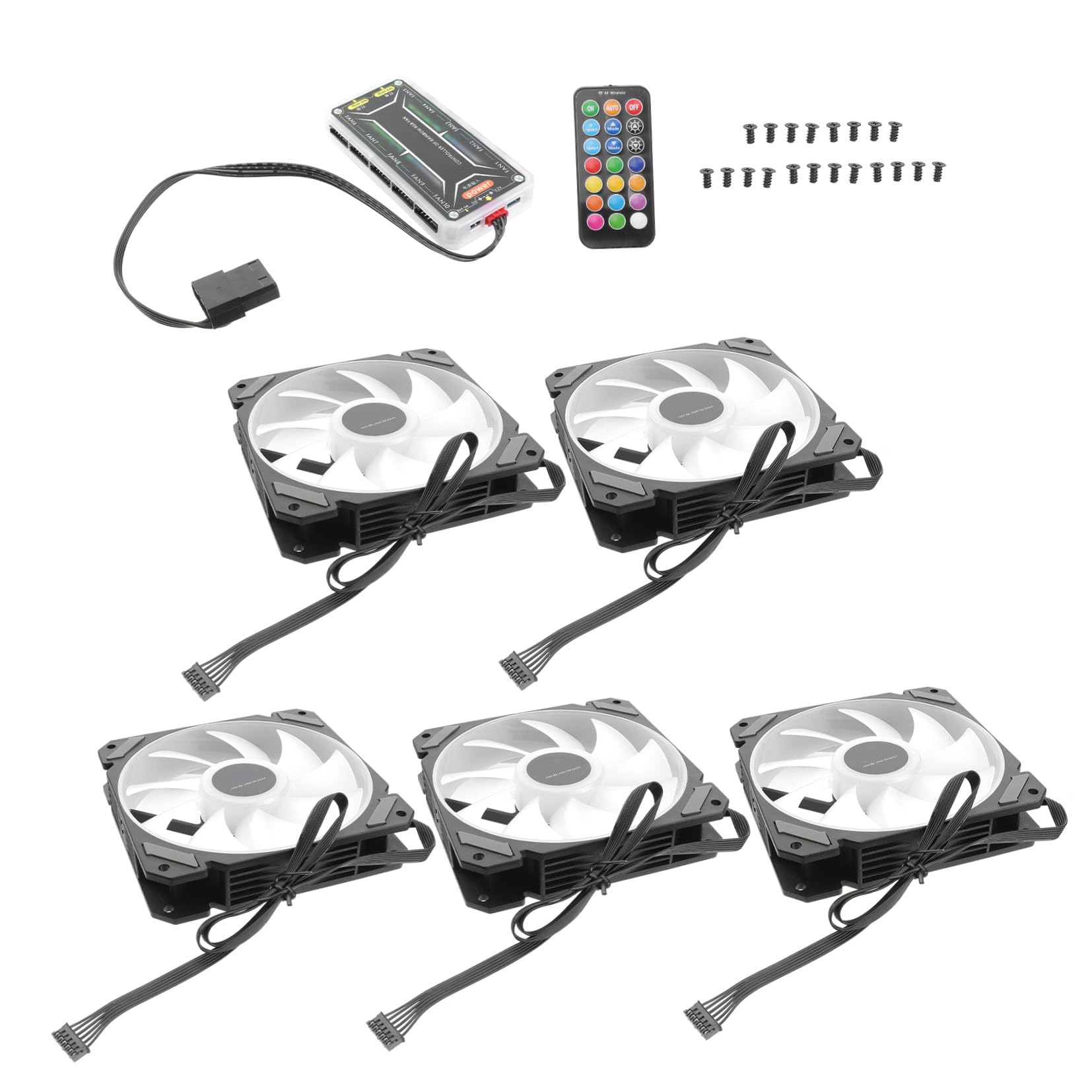 BESTYASH Ventilador para Ordenador con Sistema de Refrigeración LED Rgb de 12cm y Controlador Estándar, y Silencioso para Gaming en Fiesta Verano