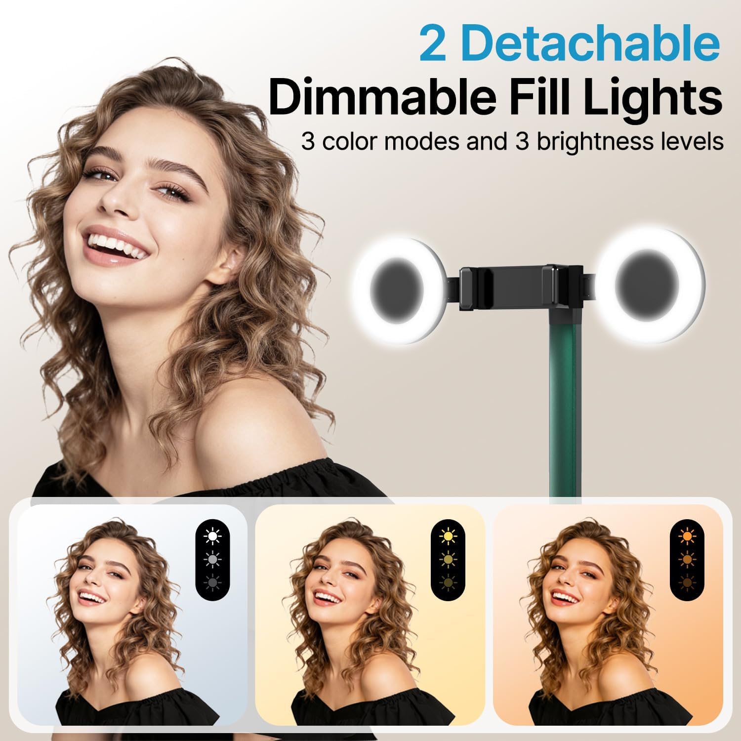 Overhead Phone Mount with Light, Cell Phone Stand for Video Recording, 360 Degrees Swivel Tilt Adjustable Floor Camera Filming Tripod. Content Creator Phone Holder, for iPhone/Android (L11)