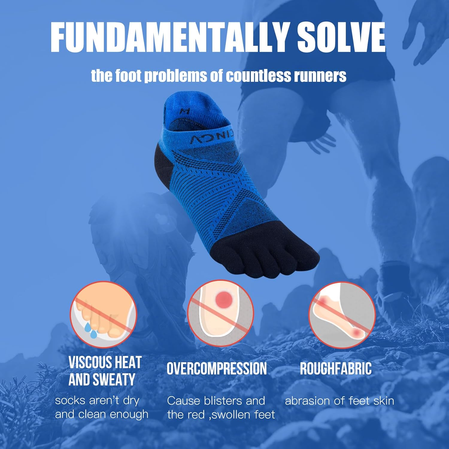 AONIJIE Toe Socks for Men and Women High Performance Athletic Running Five Finger Ankle Socks - Image 6