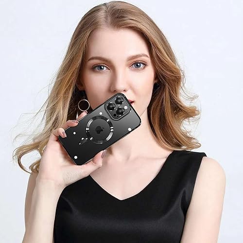 Miniatura 7 de XSINOLI Magsafe - Funda para iPhone 14 Pro Max, funda magnética transparente con protector de pantalla y cubierta de cámara, funda galvanizada