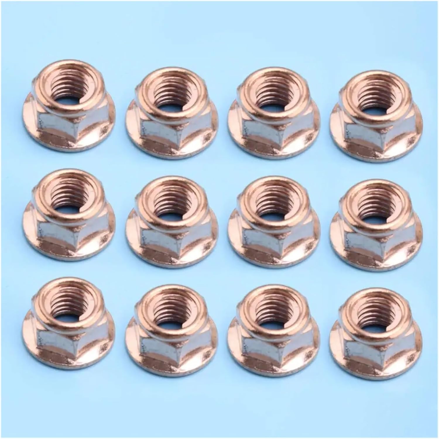 11620643110 1201420072 11621711954 N90085001 25306002589 12Pcs M8x1.25mm Car Universal Copper Plated Exhaust Manifold Lock Nut practical