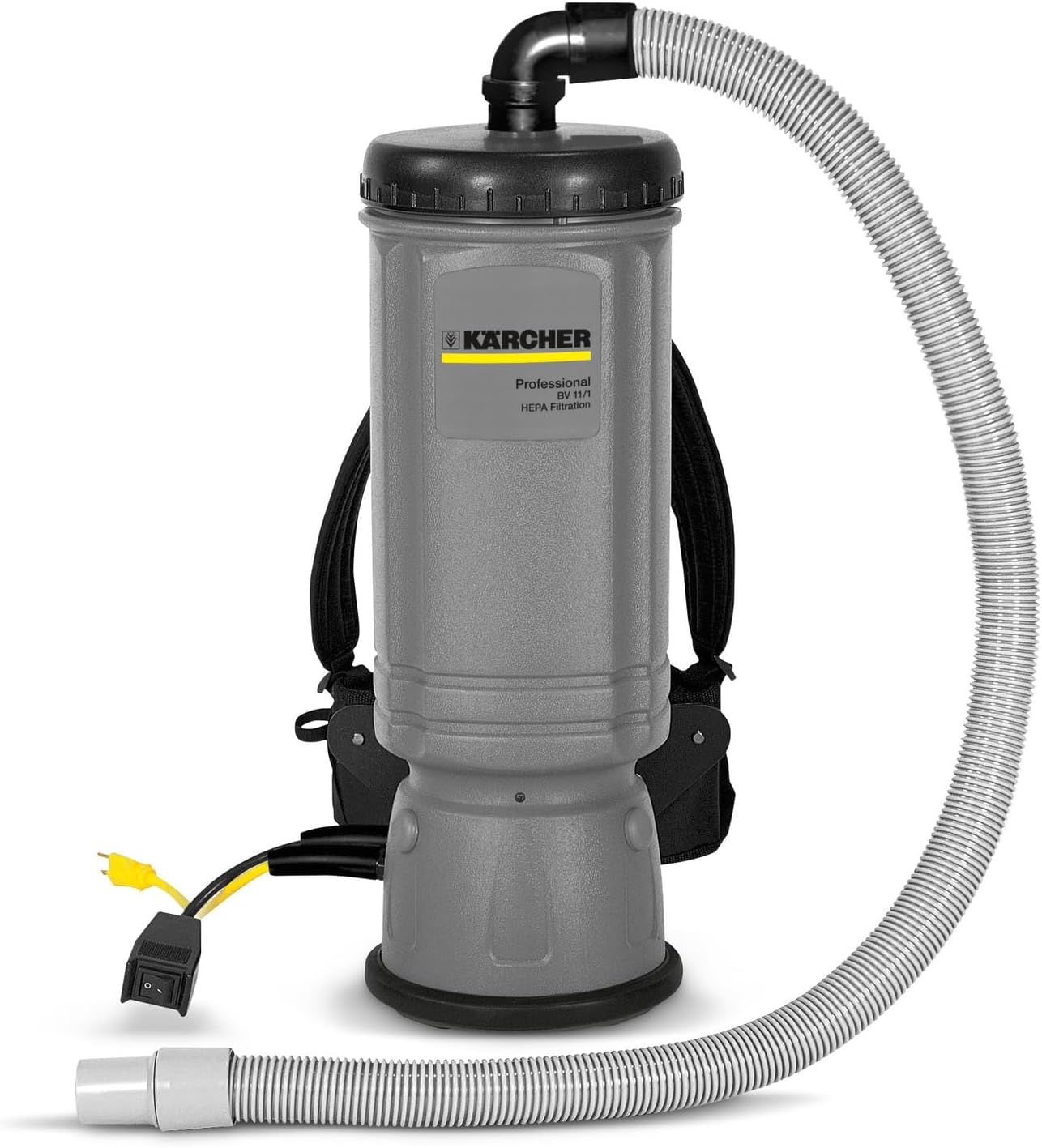 Kärcher Commercial Backpack Vacuum Cleaner - BV 11/1 - HEPA Level Filtration - Lightweigth, Ergonomic and Quiet - 50 ft. Cord