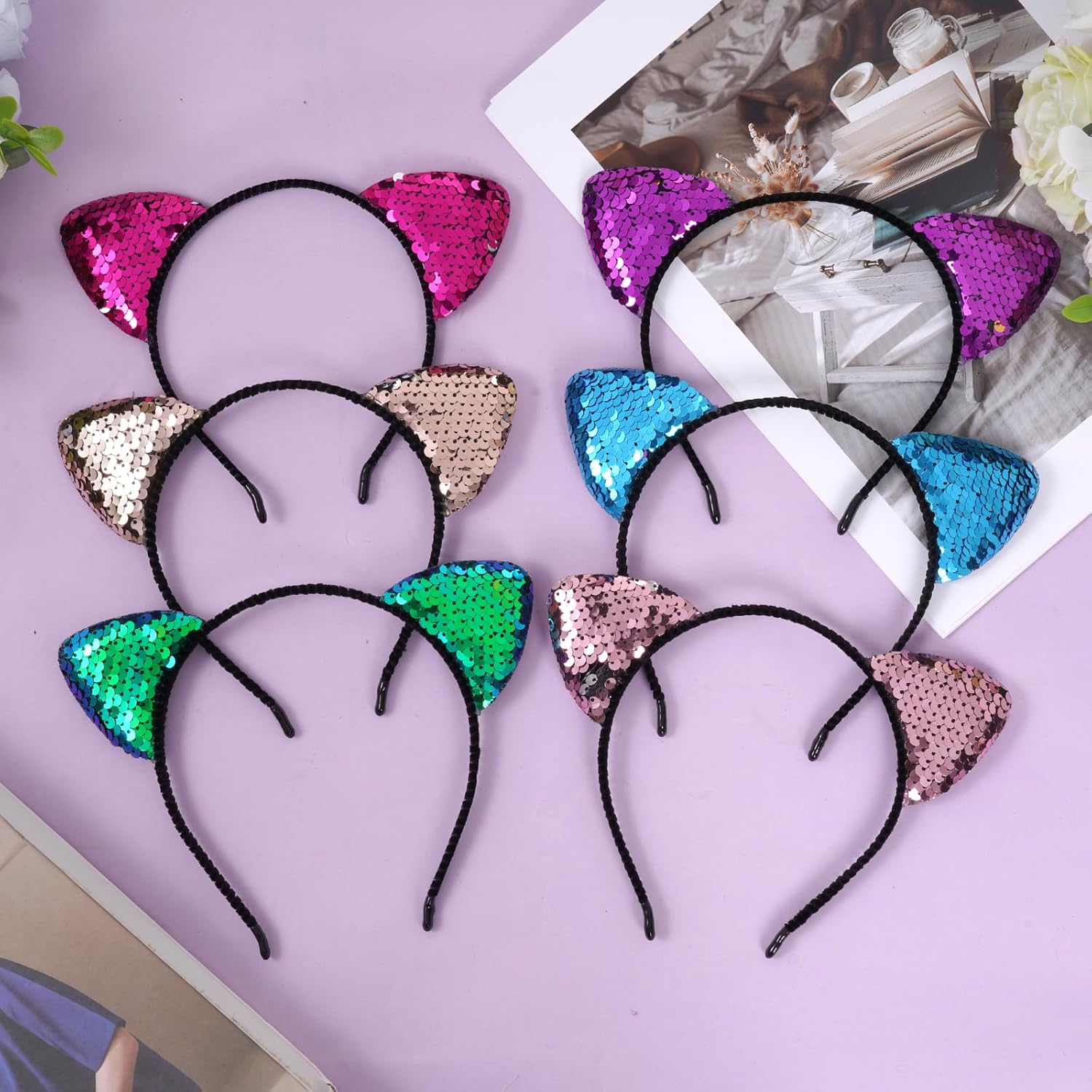 Cat Ears Headbands for Women Birthday Party Halloween Hair Accessories and Favors (Style 1, 6) - Image 6