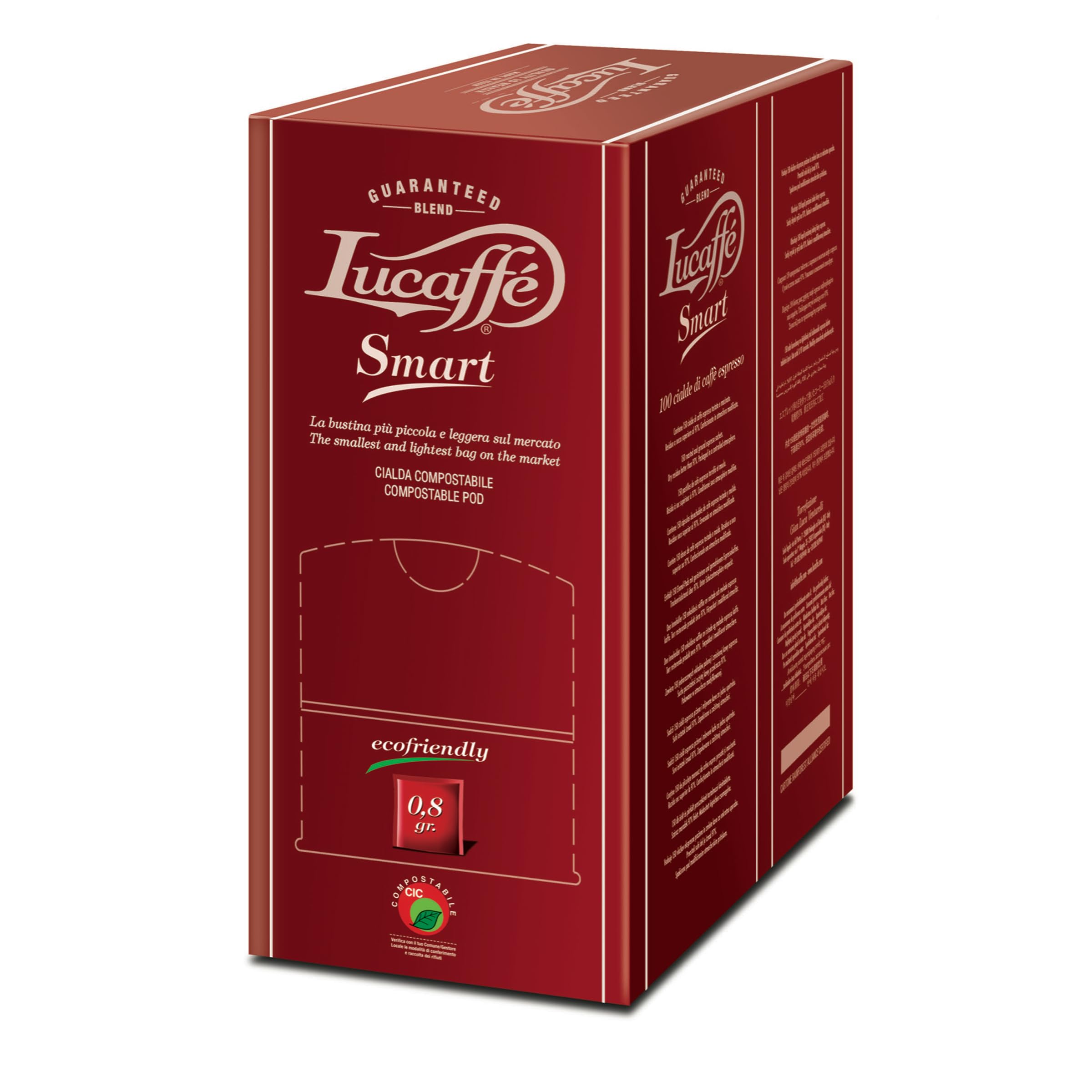 Lucaffè – SMART 100 Kaffeepads Ø 35 mm, Gourmet Rossa | Nur für SMART Maschine für Italienischen Espresso |Mittlere Röstung