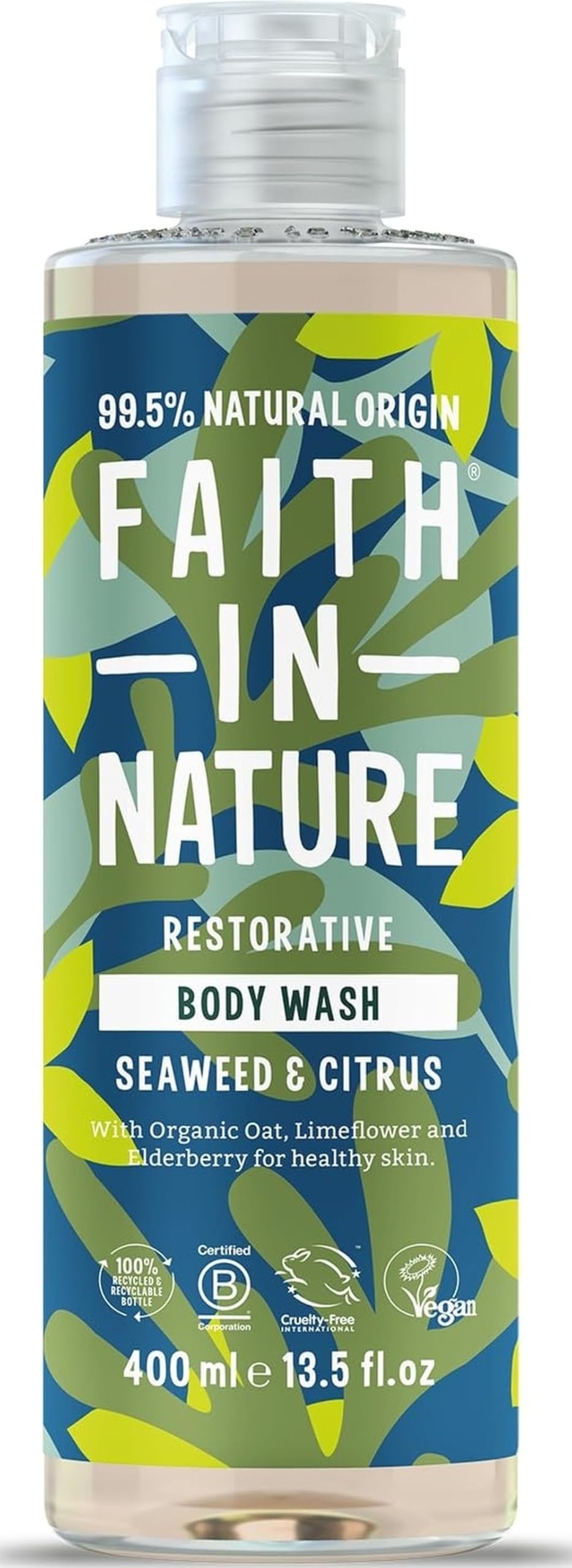 Faith In Nature Natural Seaweed and Citrus Body Wash, Restorative Shower Gel, Vegan and Cruelty Free, No SLS or Parabens, 400 ml