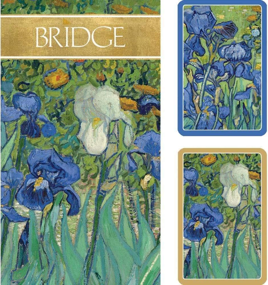 Caspari Van Gogh Irises Large Type Bridge Gift Set, 2 Playing Card Decks & 2 Score Pads