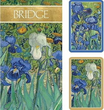 Caspari Van Gogh Irises Large Type Bridge Gift Set, 2 Playing Card Decks & 2 Score Pads