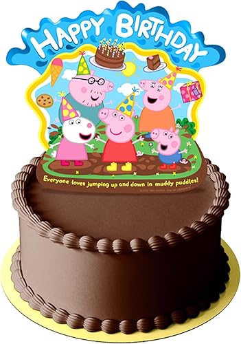 Treasures Gifted Decoraciones de cumpleaños con licencia oficial de Peppa Pig  Decoración de pastel de Peppa Pig  Suministros para fiesta de