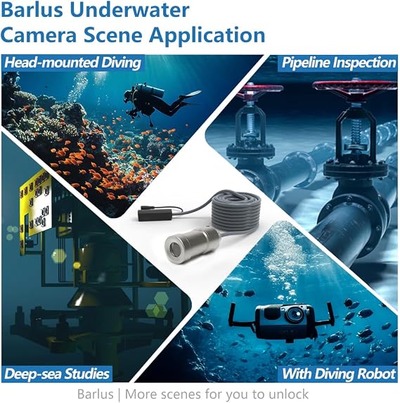 Mini Underwater IP Camera 50FPS 1080P HD Titanium Pressure Resistant 1000m for Deep Sea Scientific Research & ROV Operations with 32FT Cable