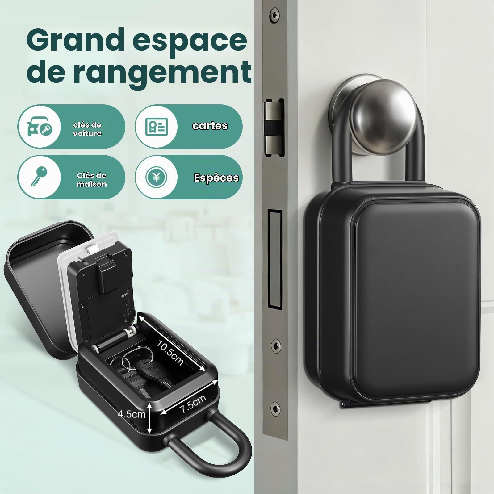 PAIRIER Boîte à Clés Sécurisée Extérieur Murale Avec Manipuler | Contrôle Via l'Application TTLock, Déverrouillage Par Bluetooth Et Code Secret, Pour Airbnb, Agents Immobiliers, Bureaux