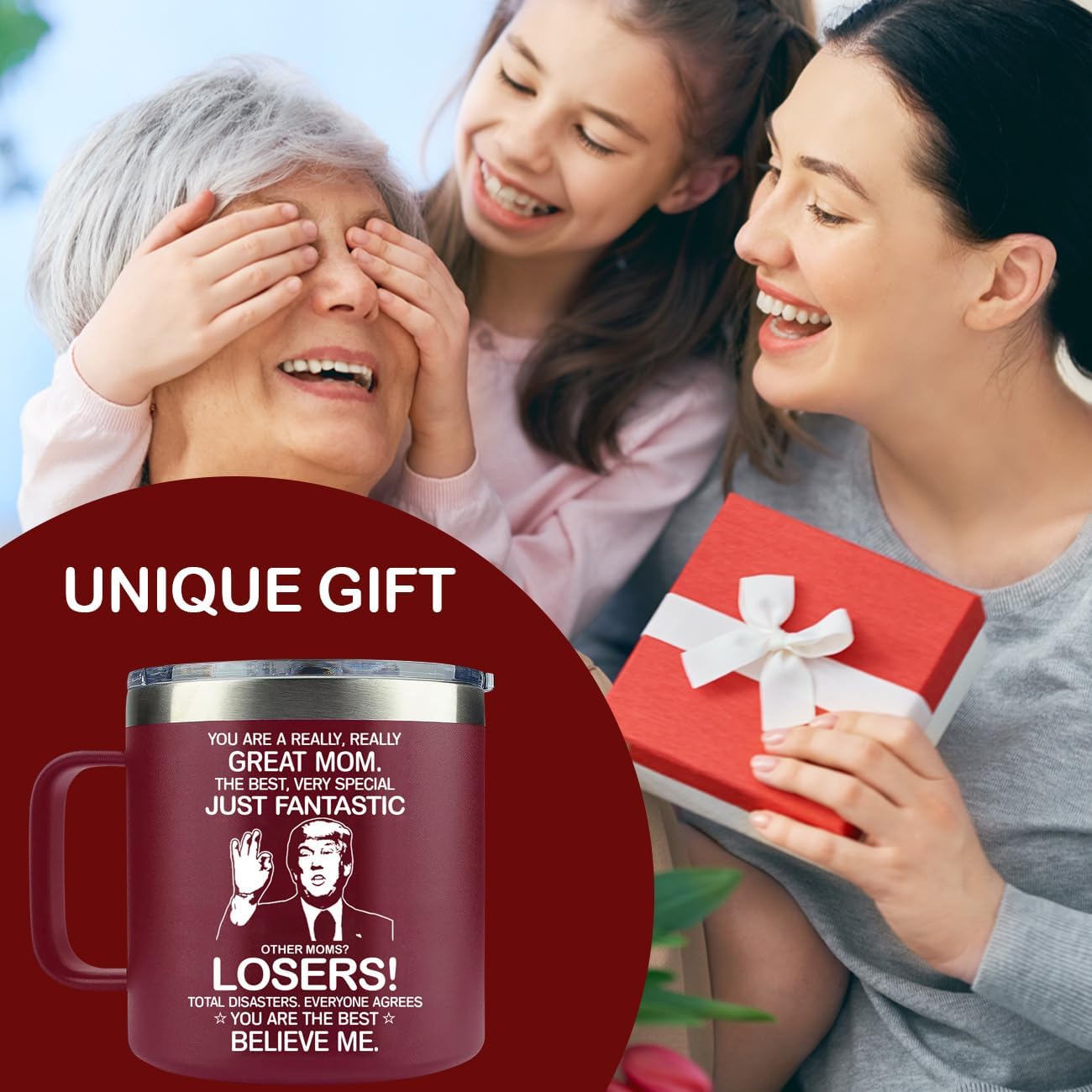 MFGNEH Mothers Day Gifts for Mom,Mom Birthday Gifts,Mother Gift for Christmas, Gift for Mama from Daughter,Son,Kids,New Moms for Women,Thank You Mother,14oz Red Tumbler Mug - Image 3