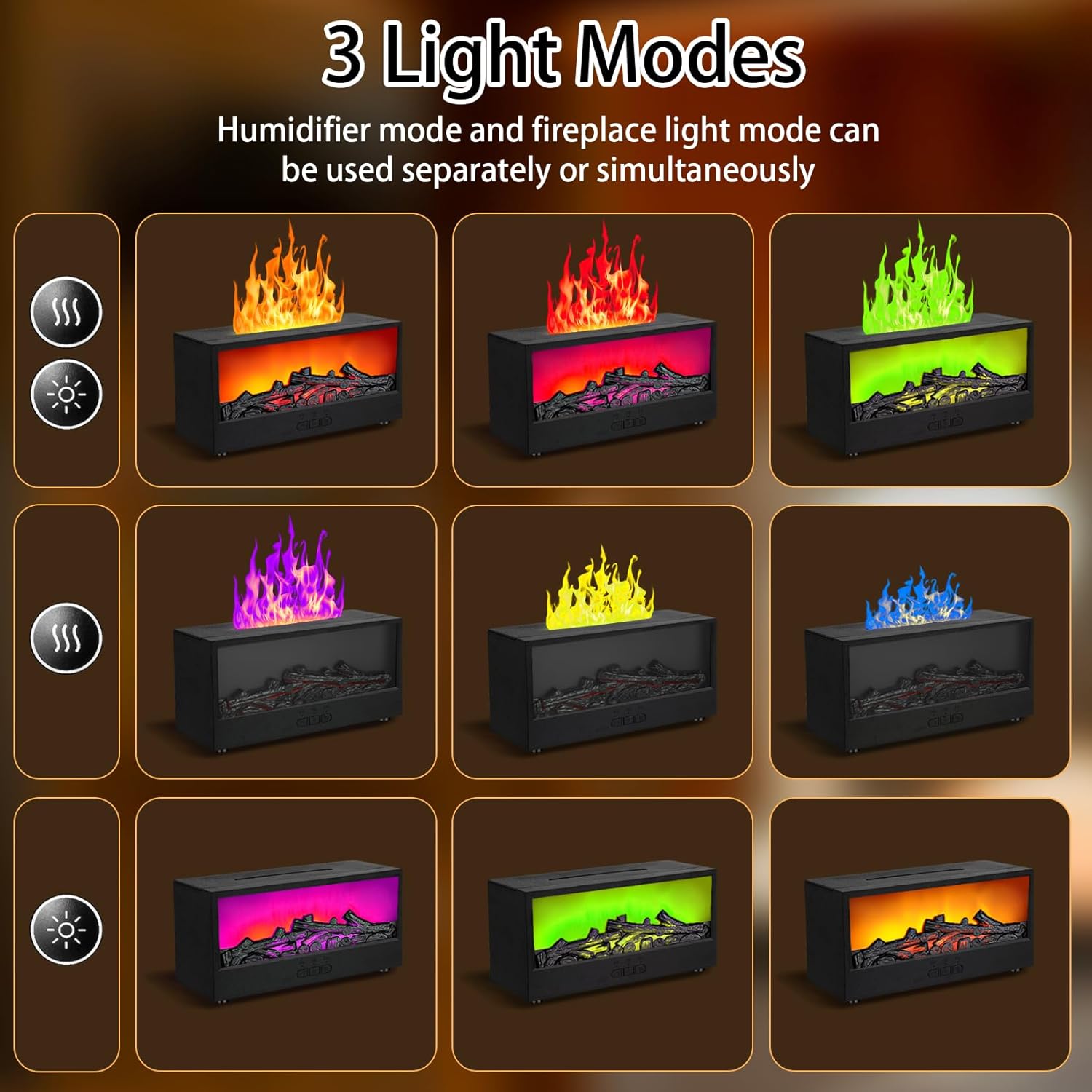 Mini Fireplace Aromatherapy Diffuser 7 Color Lights Fireside Bonfire Flame Air Humidifier for Home 150ml Timer & Auto-Off Essential Oil Diffuser with Remote for Spa, Yoga, Office (Black)