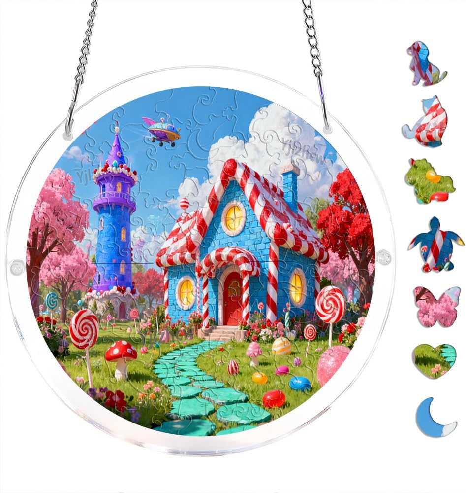 Round Acrylic Wall Puzzle 7.48 Inch Unique Shape Hanging Decorative Lilac Purple Butterflies Puzzle for Home Office Wall Display Modern Art Creative Acrylic Decor image 5