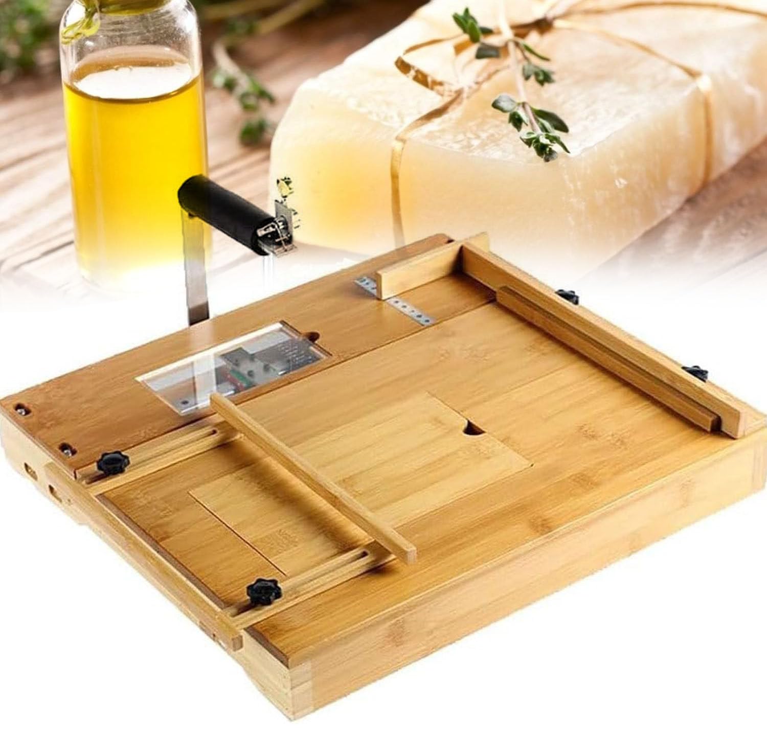 AYCDL Soap Cutter Mold, Soap Cutter Machine with Hidden Storage Box, Maximum Cutting Length 37cm, for Handmade Soap Loaf Cheese Butter