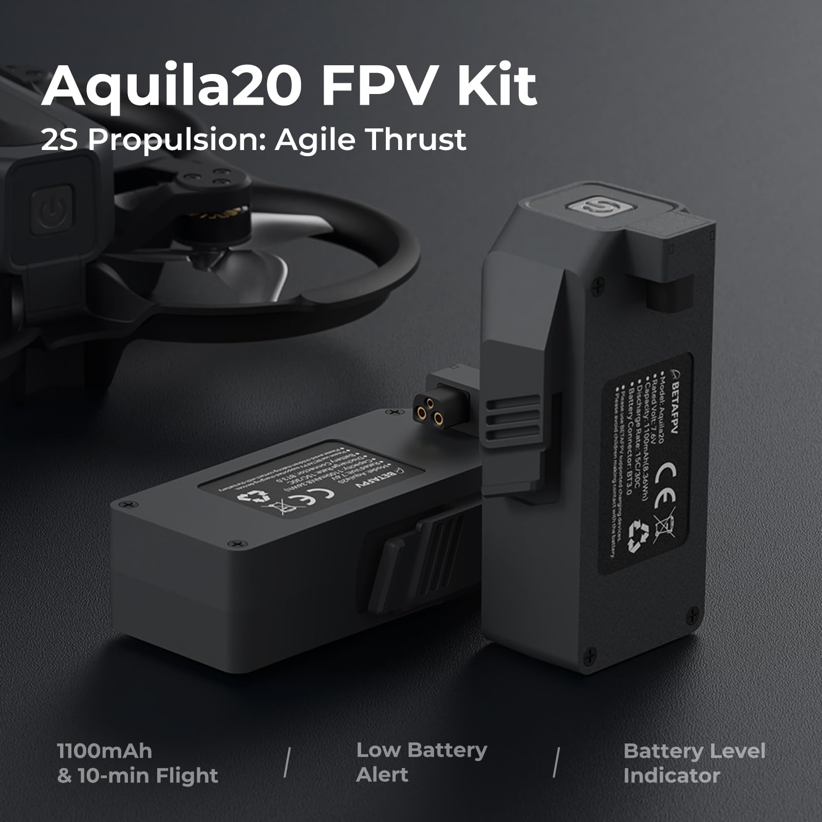 BETAFPV Aquila20 FPV Kit with Altitude Hold Stable Hover, LiteRadio 4 SE Radio Transmitter, VR04 Goggles DVR Supported, 3 Modes 2S Propulsion System Drone RTF for FPV Beginner Fly Indoor Outdoor