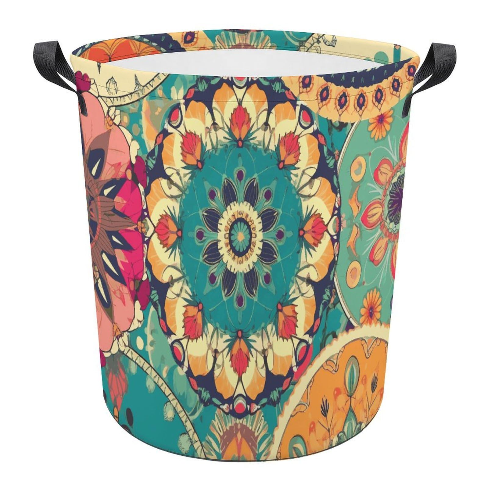 Panier à linge rond pliable et étanche à motif floral de 44 cm
