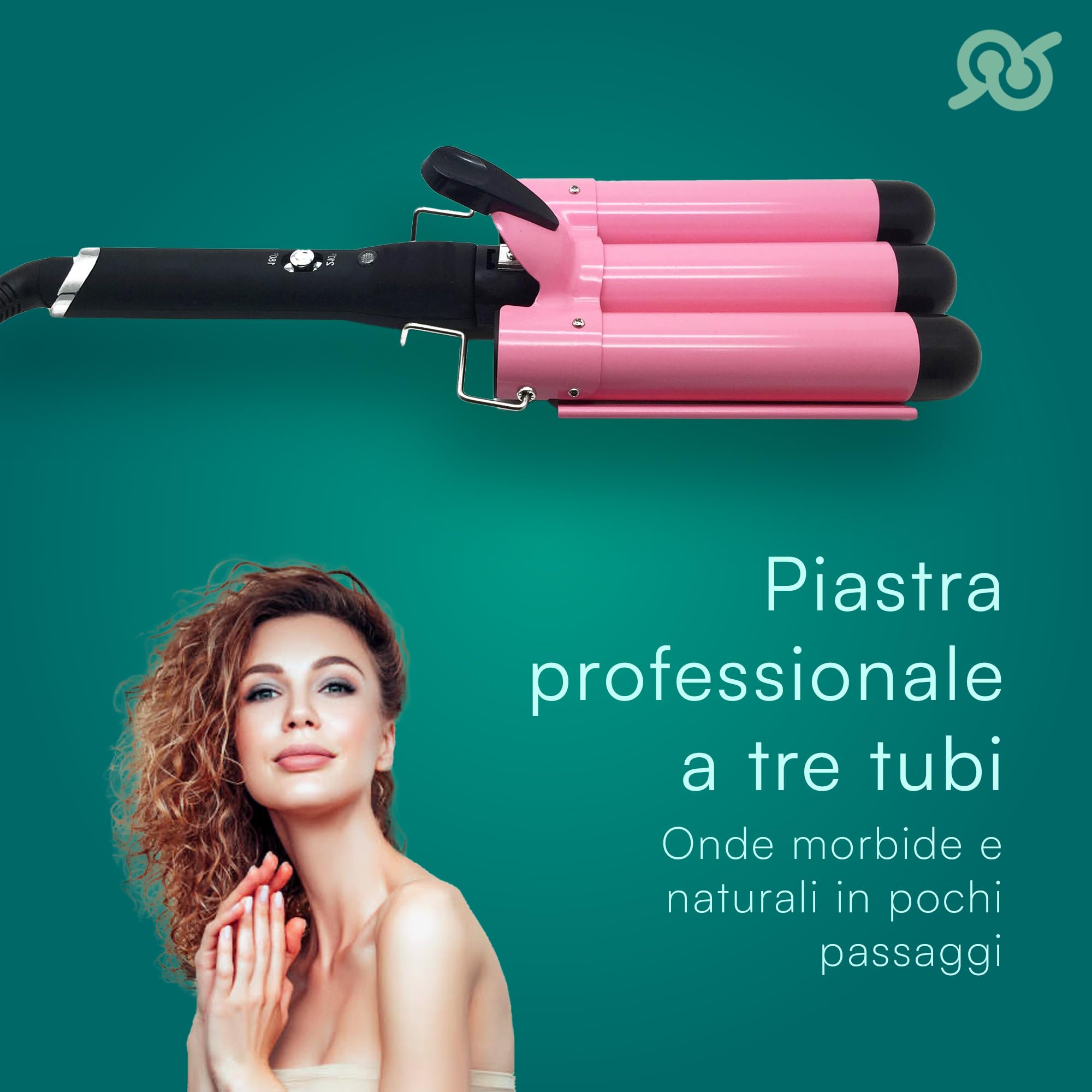 TEMPO DI SALDI Plancha de pelo profesional de 3 ramas, rizadora onduladora trihierro de 3 ondas