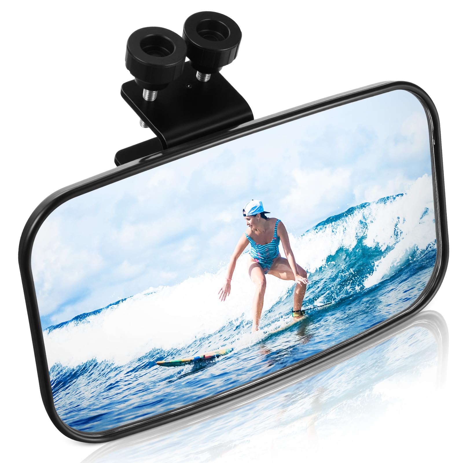 DaisyInner Boat Mirror Rear View, 8" x 4.7" Universal Upgraded Marine Boat Mirror with Quick-Install Clips for Pontoon, Ski Boats, Water Skiing Sport Wakeboarding, Surfing