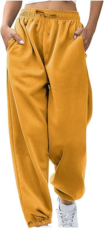 bmkBWO Sweatpants Women Baggy,High Waisted Wide Leg Petite Joggers with Pockets Comfy Active Workout Sweat Pants Trousers