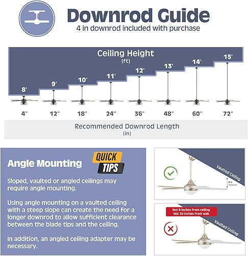 Miniatura 9 de Prominence Home Maxon - Ventilador de techo para interiores de 52 pulgadas con luz LED, control remoto, 3 aspas modernas de alto rendimiento, flujo