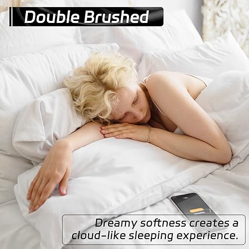 Miniatura 7 de EaseHome - Juego de sábanas blancas tamaño individual XL para adolescentes, bolsillo profundo para colchón de 21 pulgadas, 3 piezas, de 1800 hilos,