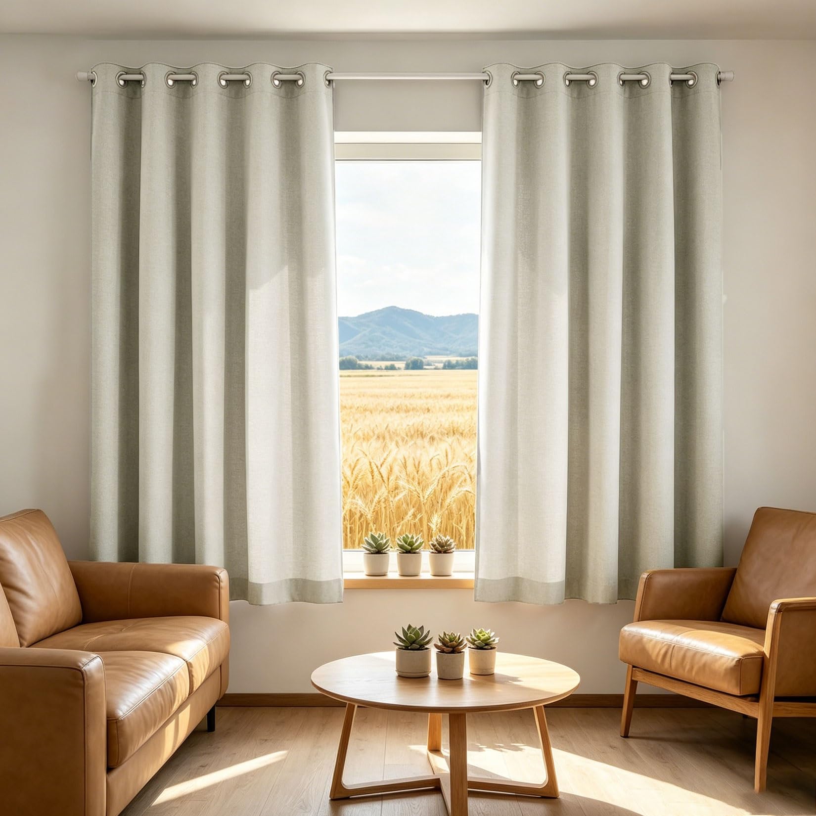 Liujyuan Beige Blackout Curtains 115 X 270 Cm With Eyelet, Windproof, Room Darkening Door Curtain For Bedroom Insulated Soundproof For Balcony, Kithcen Window,