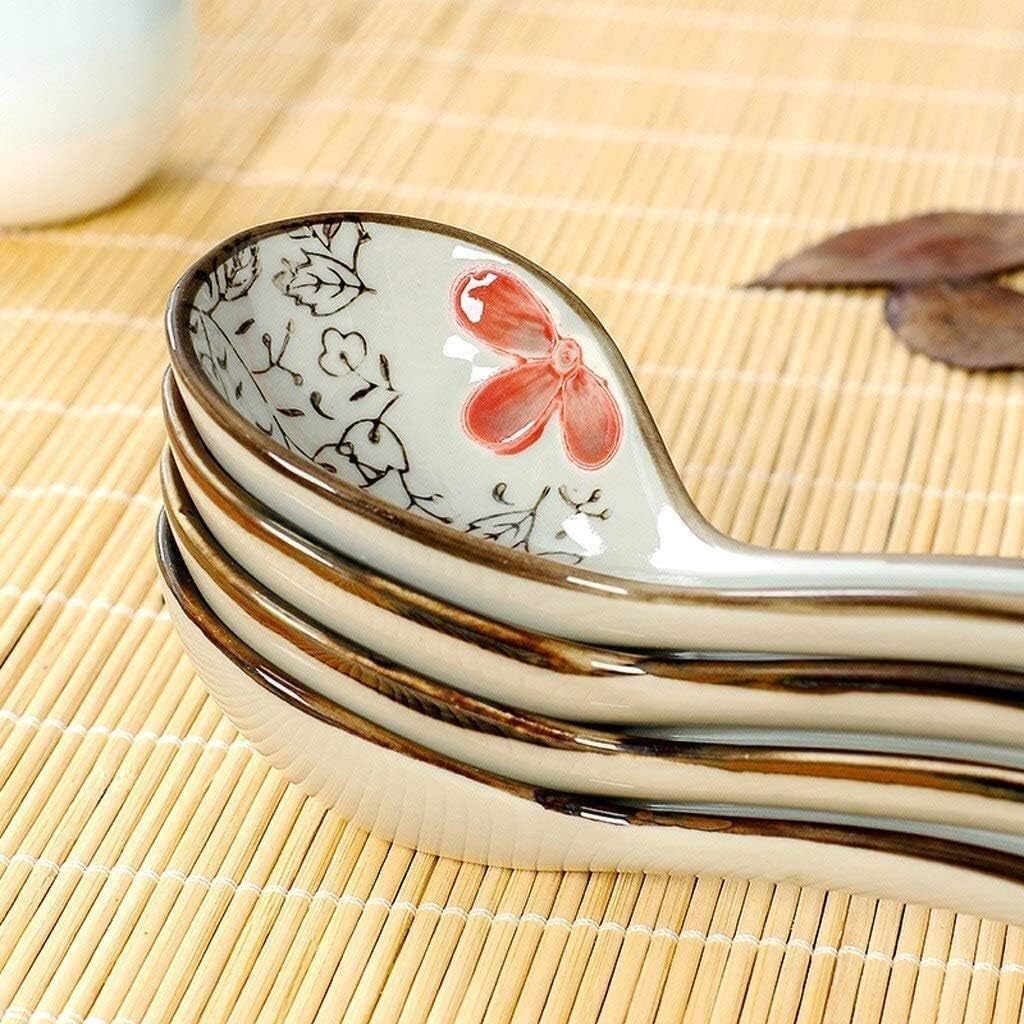Dinner Spoons Set for Home Restaurant Reusable Soup Spoon Ceramic Soup Spoon Set of 4 Spoons (CC)