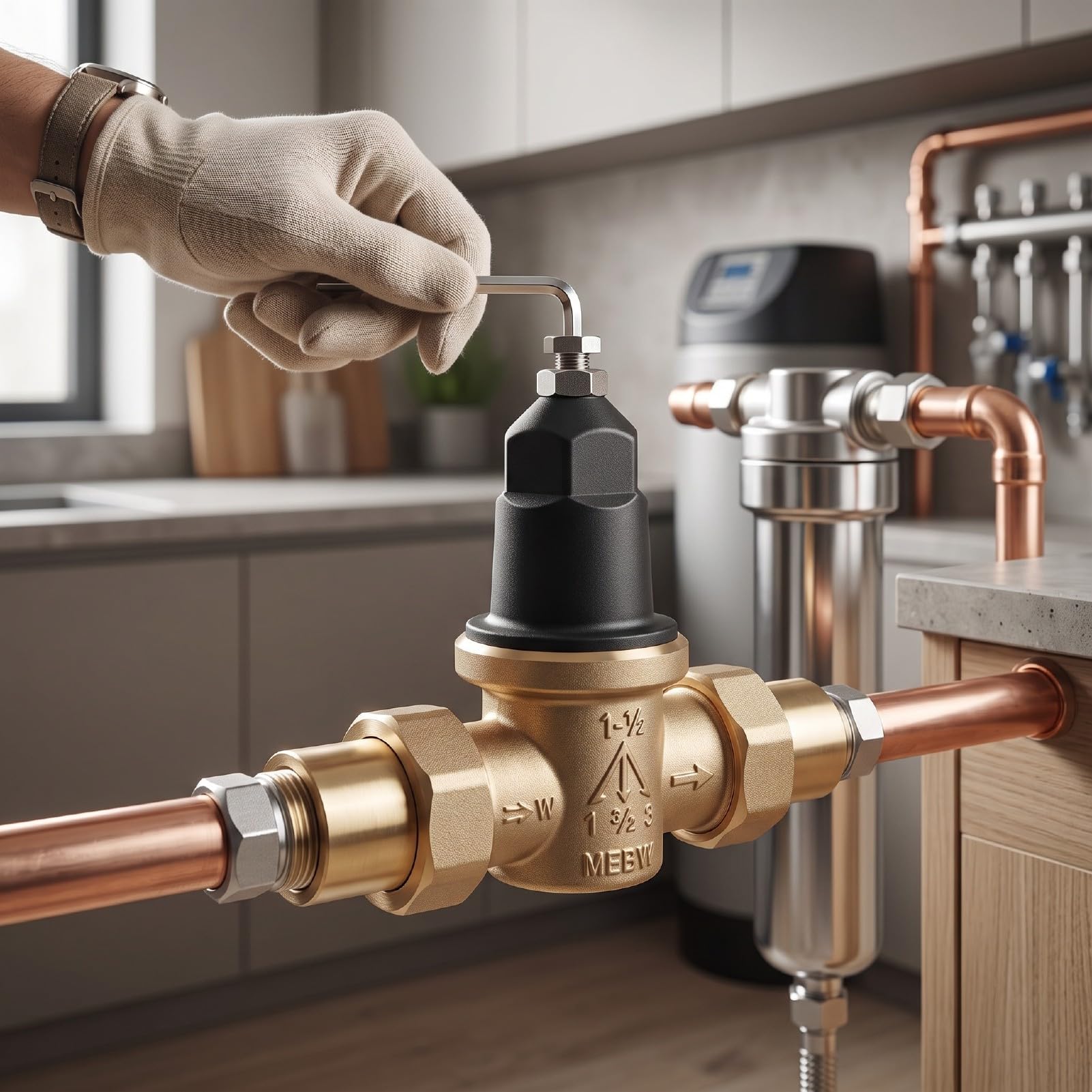 Valvola Riduttrice di Pressione Dell'acqua, Regolatore di Pressione in Ottone 1 Pollice con Doppia Filettatura FNPT, for Casa Irrigazione Caldaia Giardino