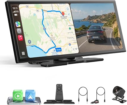OTTOCAST ScreenFlow, 11.4" Portable CarPlay Screen for Car with YouTube and Backup Camera for iPhoneiOS 8+ Android AutoAndroid 10+, Built-in Apps, Android 13 OS