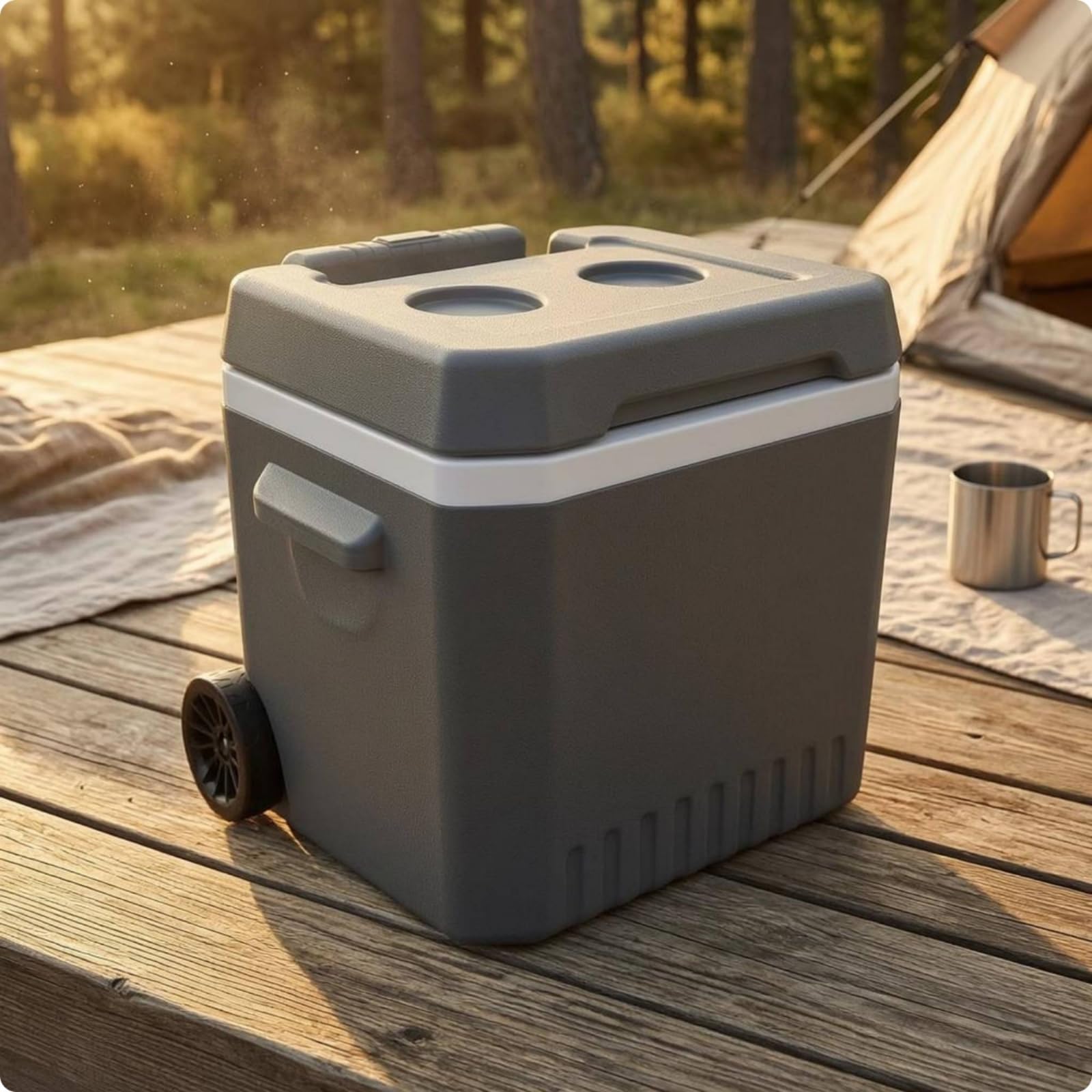 Isolierbehälter Lagerbehälter Kühlsystem Rollende Kühlbox mit Kompaktem Design Und Griff Zum Ziehen für Ausflüge Picknicks Outdoor Sportveranstaltungen