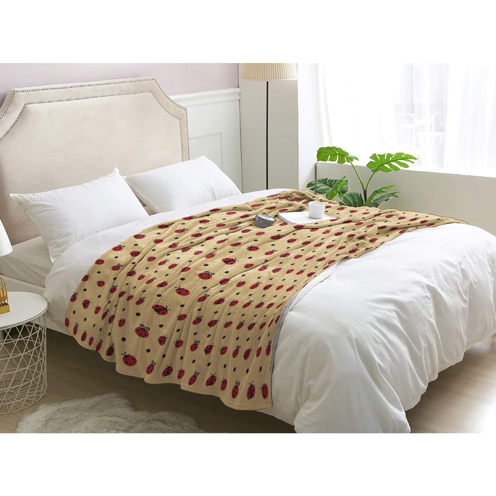 Plaid jaune clair haut de gamme en couverture polaire 220x240 flanelle pour lit double