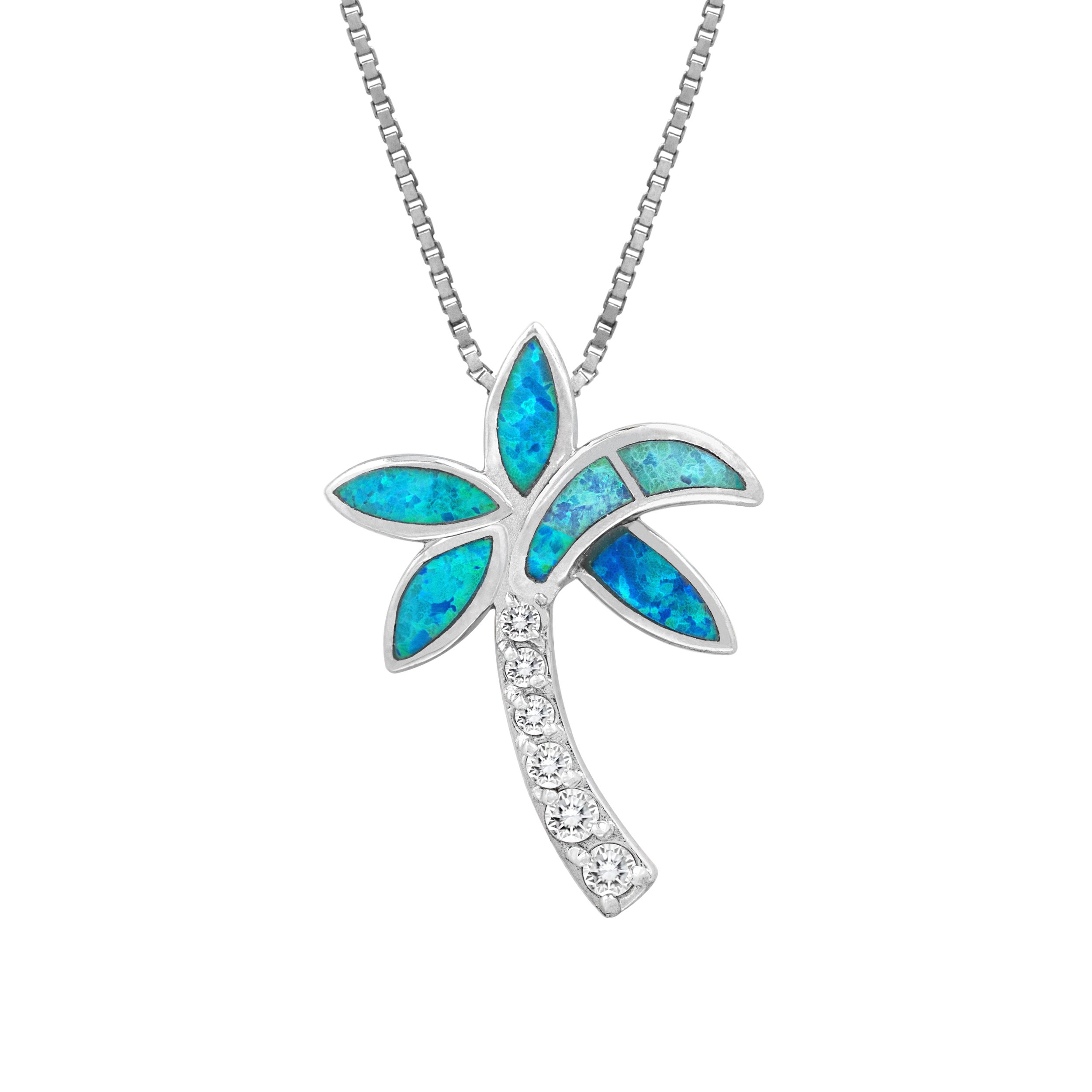 Honolulu Jewelry Company Sterling Silver Palm Tree Cz Necklace