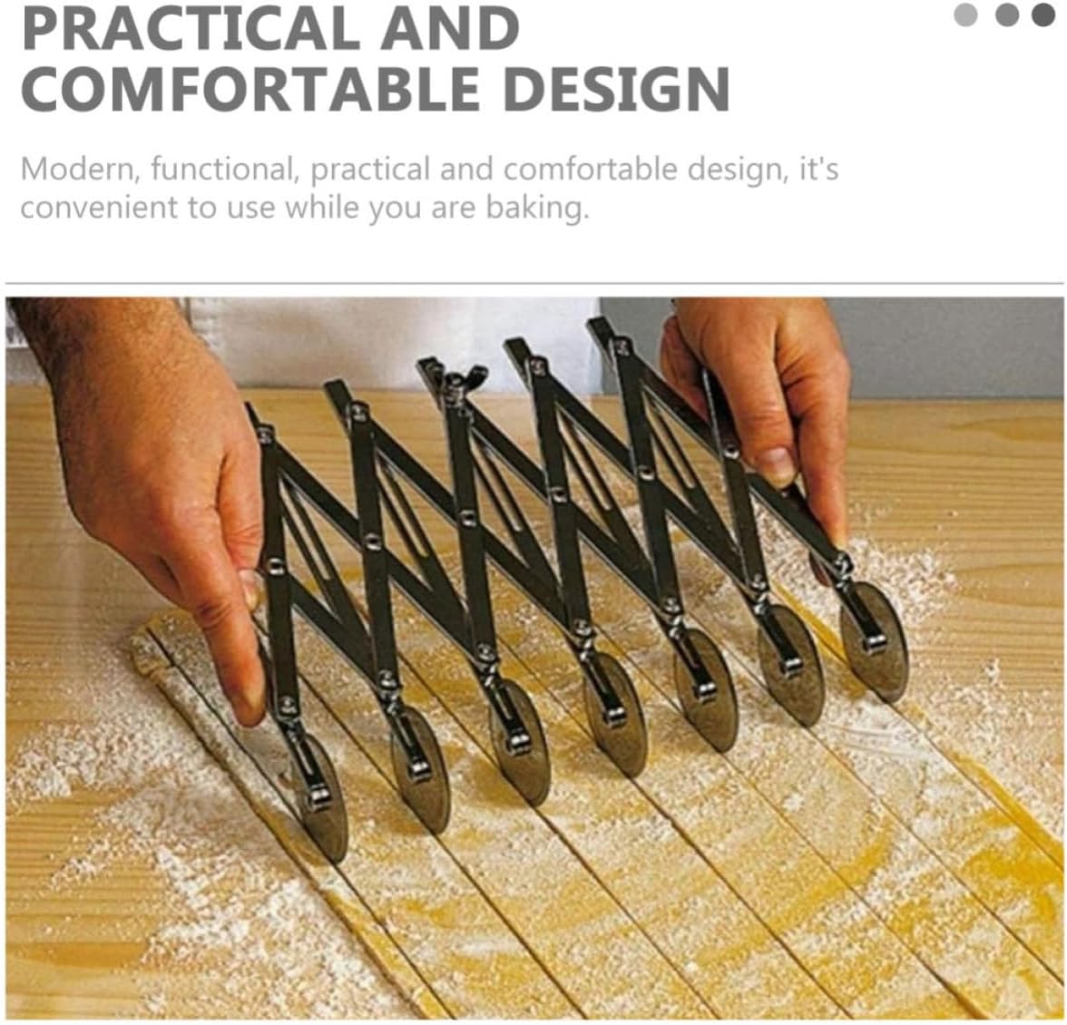 VICASKY Adjustable 5-wheel Stainless Steel Dough Cutter Pastry Wheel Pizza Cutter with Comfortable Design, Dishwasher Safe and Easy to Store for Baking and Kitchen Use