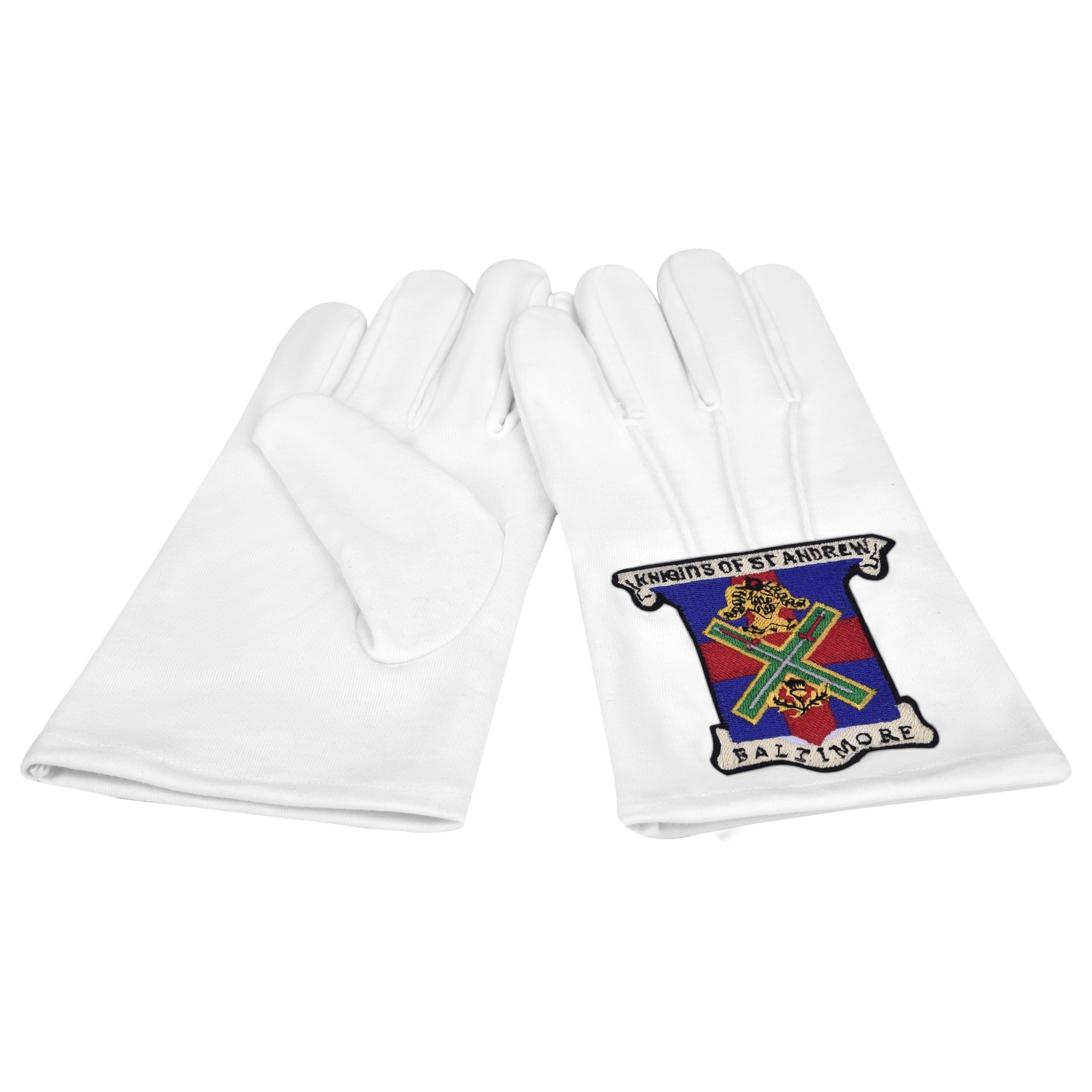 BRICKS MASONS 29th Degree Scottish Rite Gloves - White Cotton Knights of St. Andrew