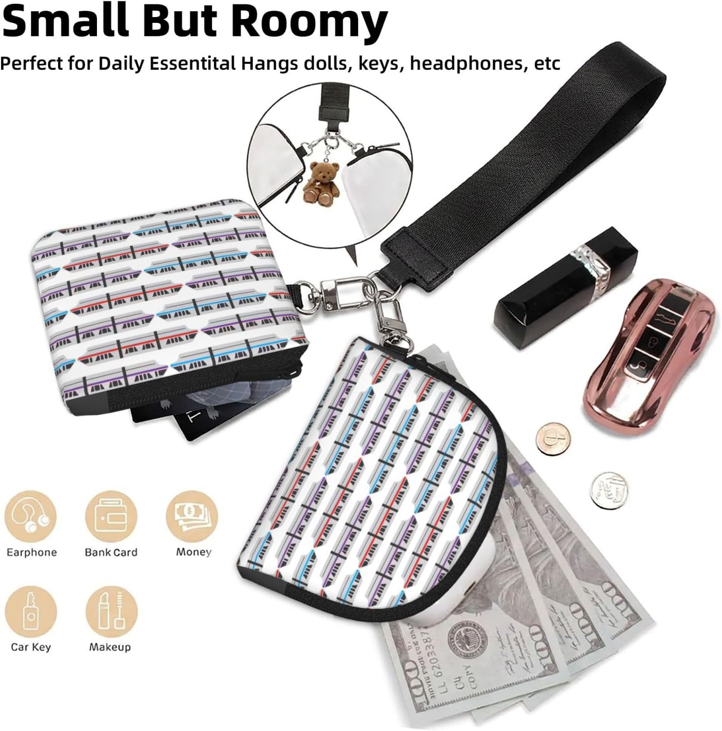 Monorail Train Print Portable Wrist Strap Lightweight Outdoor Sports Bag Running Cycling Hiking image 4
